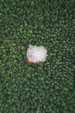 航拍洛阳周山森林公园秋景