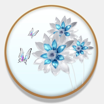 水晶花卉晶瓷画