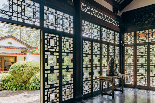 传统中国古典风格房间园林庭院