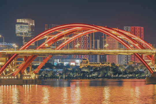 柳州文惠桥与河东新区建筑夜景