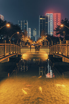 柳州市民广场与河东新区夜景