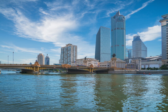 天津城市建筑和海河和桥梁