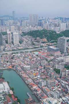 航拍厦门沙坡尾旅游城市风光