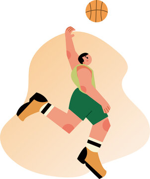 打篮球男生扁平场景插画素材