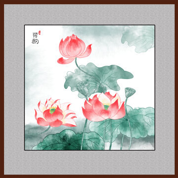 国画荷花插画