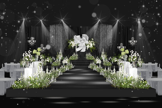 白绿色花艺婚礼效果图