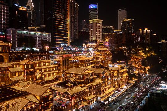 重庆洪崖洞江景夜景