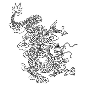 龙矢量线描白描