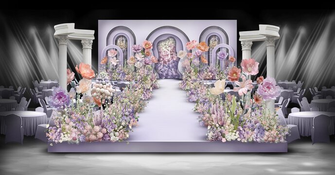 紫色莫奈花园风婚礼设计