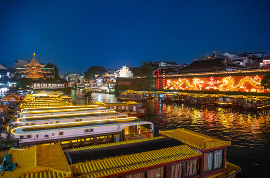 南京秦淮河夜景风光