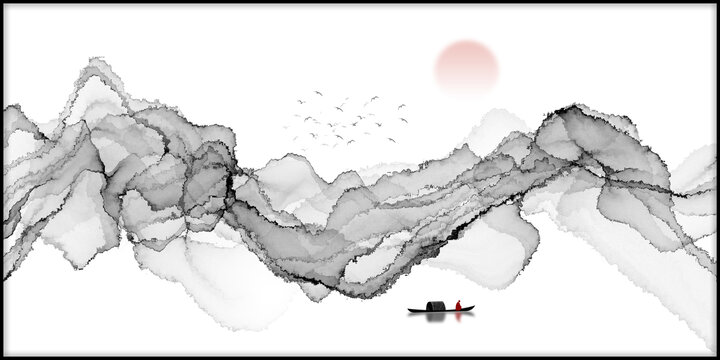 墨韵山水抽象画