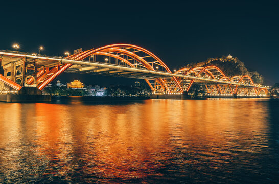 广西柳州文惠桥与江滨风景