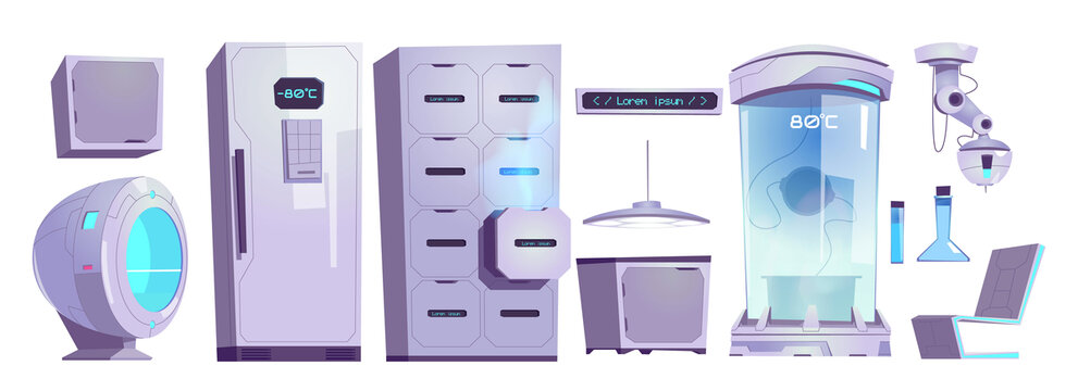未来科技冷冻实验室设备插画素材