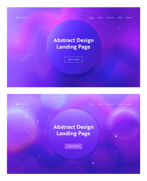 抽象紫色渐变着陆页设计集合