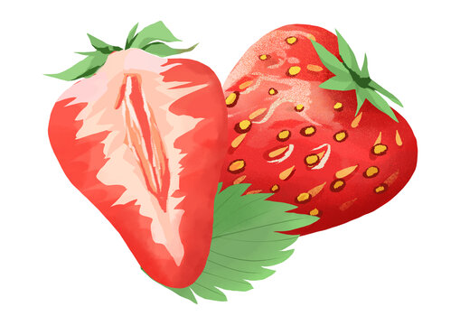 草莓手绘甜美插画