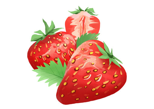 草莓手绘插画