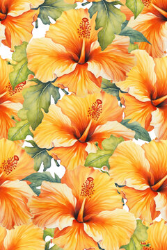 热带大花卉印花图案