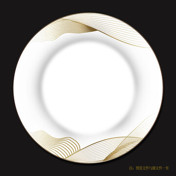 金色线条陶瓷餐盘餐具花纸花面