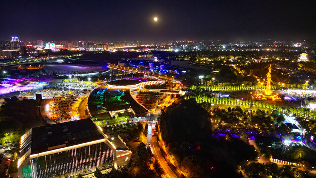 中秋节唐山南湖夜景