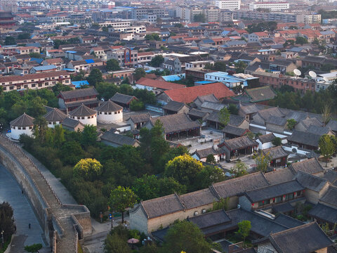 河南省鹤壁市浚县古城晨曦航拍