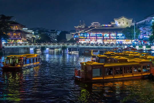 南京秦淮河风光夜景