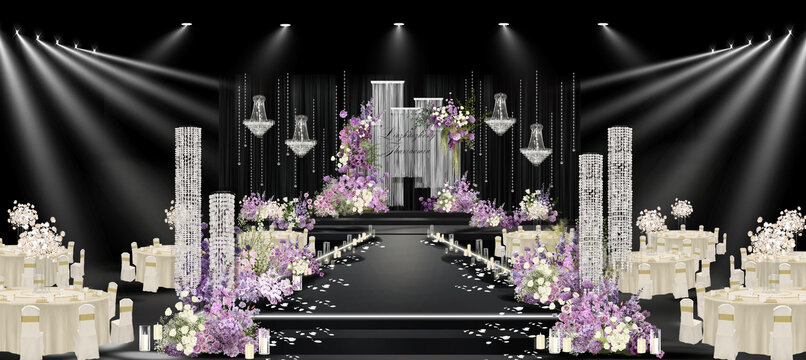 黑紫色小众婚礼舞台