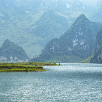 山村河流山景