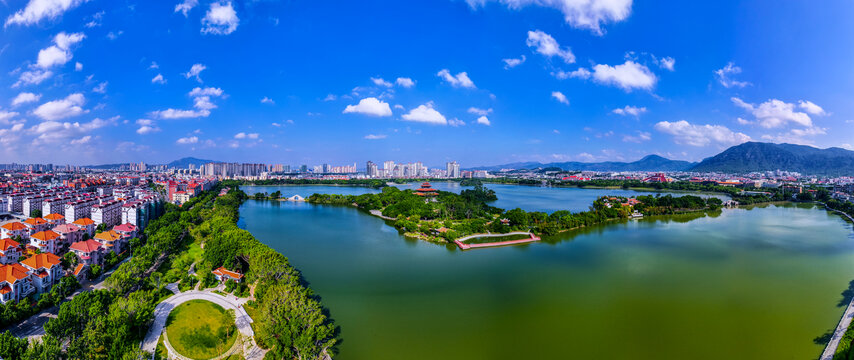 泉州西湖公园航拍全景