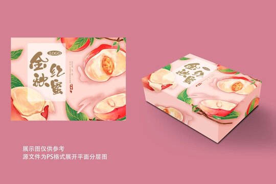 金秋红蜜水蜜桃包装设计