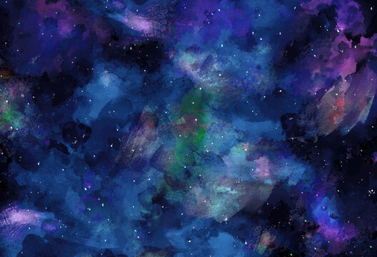 银河宇宙水彩画