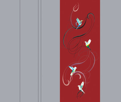 高清中式手绘花鸟背景墙纸