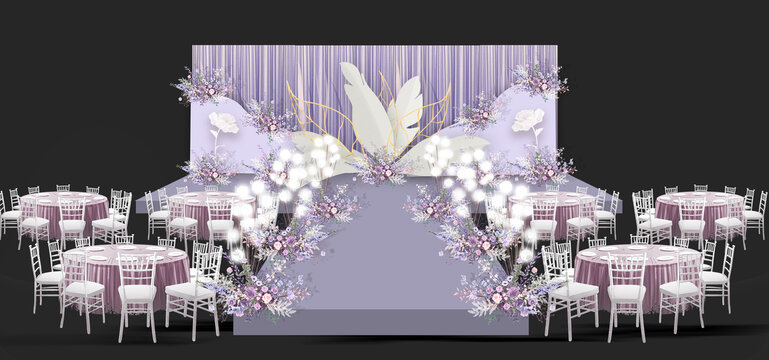 紫色婚礼厅内效果图
