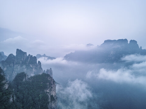 广西来宾大瑶山山峰云雾航拍