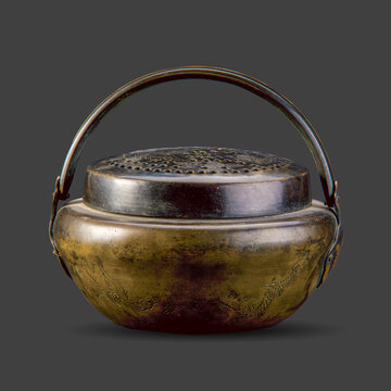 清铜錾刻龙纹手炉