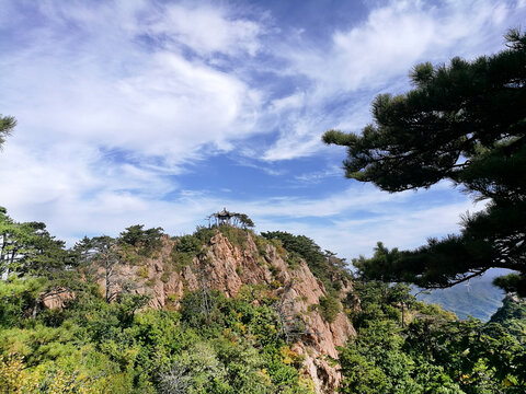 奇峰峭石古松