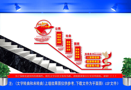 社会主义核心价值观楼梯文化墙