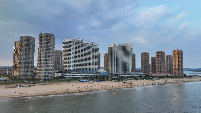 航拍烟台海阳碧桂园十里金滩