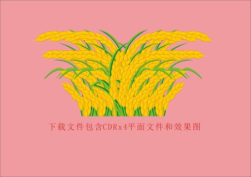 矢量水稻植物小麦稻谷