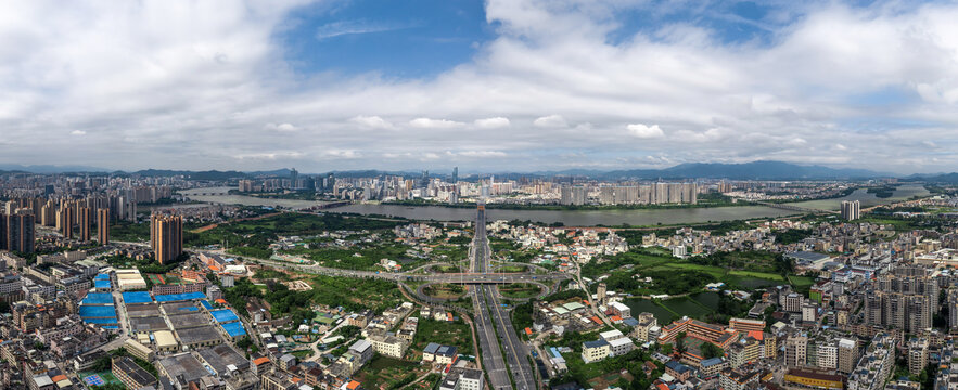 惠州水口望江北方向航拍全景图