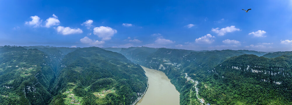 鸟瞰三峡山水风光全景大图