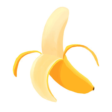 剥皮香蕉水果手绘插画