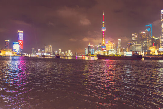 上海外滩夜景城市景观