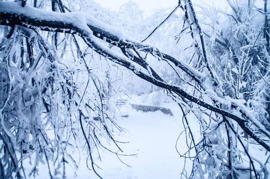 张家界天门山雪景