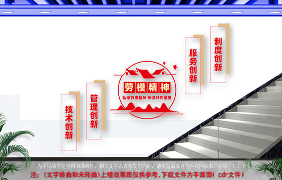 劳模精神楼梯文化墙