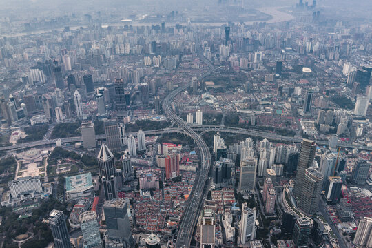 上海延安高架俯瞰全景