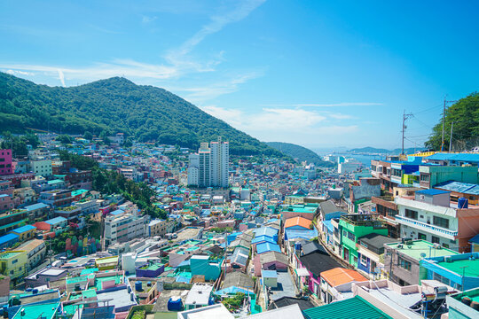 城镇釜山甘川文化村韩国旅游