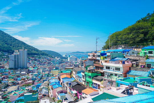 城镇釜山甘川文化村韩国旅游