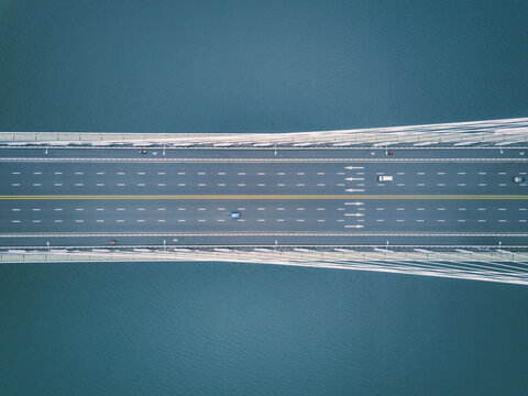 航拍广西柳州白沙大桥桥面