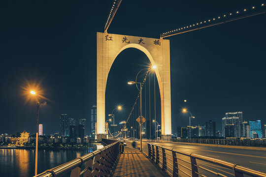 柳州城市风光红光大桥夜景