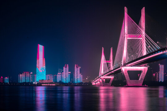 武汉城市夜景桥梁